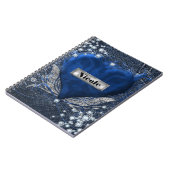 Denim & Diamonds Blue Heart Custom Personalisiert Notizblock (Linke Seite)