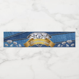 Denim & Diamonds| Blue Jean & Banner Diamond Wasserflaschenetikett