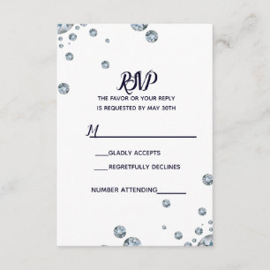 Denim & Diamonds Blue Jeans Bling Glam RSVP Karte