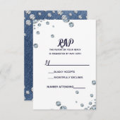Denim & Diamonds Blue Jeans Bling Glam UAWG RSVP Karte (Vorne/Hinten)
