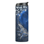Denim & Diamonds Blue Ornamental Glam Herz Thermosbecher (Nach links gedreht)
