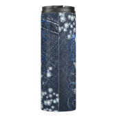 Denim & Diamonds Blue Ornamental Glam Herz Thermosbecher (Rückseite)
