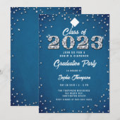 Denim Diamonds Calligraphy 2023 Graduation Party Einladung (Vorne/Hinten)