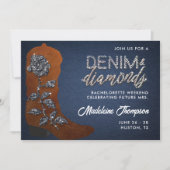 Denim Diamonds Cowgirl Boot Bachelorette Itinerary Einladung (Vorderseite)
