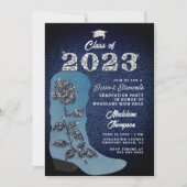 Denim Diamonds Cowgirl Boot Foto Graduation Party Einladung (Vorderseite)