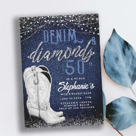 Denim Diamonds Cowgirl Boots Country 50. Geburtsta Einladung