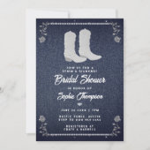 Denim Diamonds Cowgirl Boots Western Brautparty Einladung (Vorderseite)