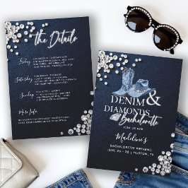 Denim Diamonds Cowgirl Chic Bachelorette Itinerary Einladung