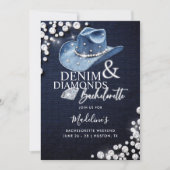 Denim Diamonds Cowgirl Hat Bachelorette Itinerary Einladung (Vorderseite)