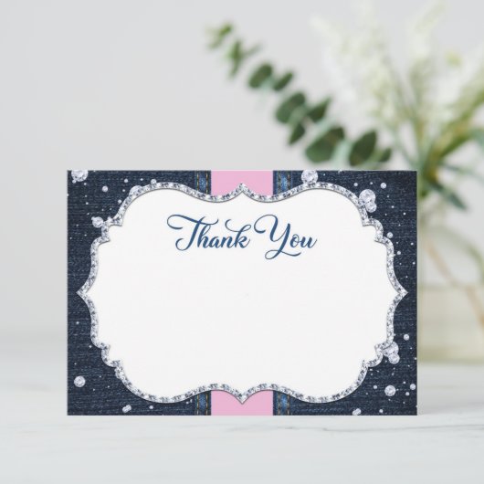 Denim & Diamonds Dankeskarte (Stehend Vorderseite)