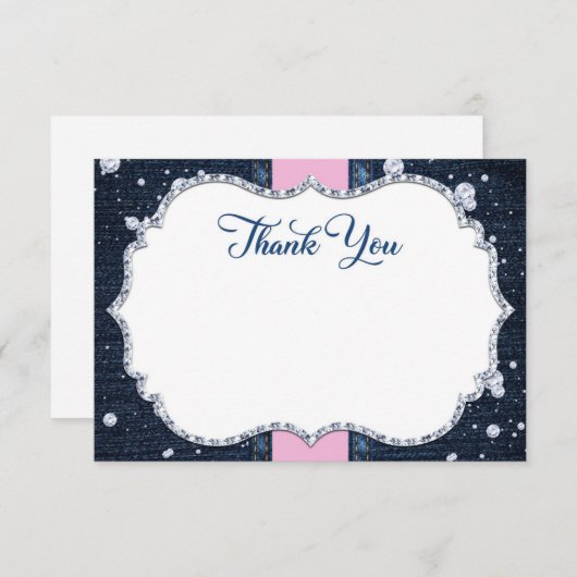 Denim & Diamonds Dankeskarte (Vorne/Hinten)