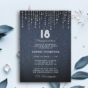 Denim Diamonds Drippings 18. Geburtstagsparty Einladung