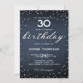 Denim Diamonds Elegant Classy 30. Geburtstag Party Einladung (Vorderseite)