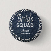 Denim Diamonds Elegant Navy Bachelorette Bride Button (Vorderseite)