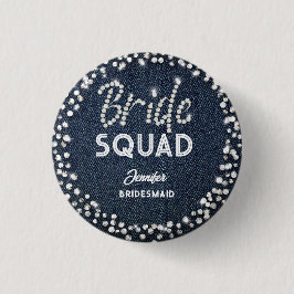 Denim Diamonds Elegant Navy Bachelorette Bride Button