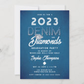 Denim Diamonds Foto Moderne Chic Graduation Party Einladung (Vorderseite)