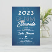 Denim Diamonds Foto Moderne Chic Graduation Party Einladung (Stehend Vorderseite)