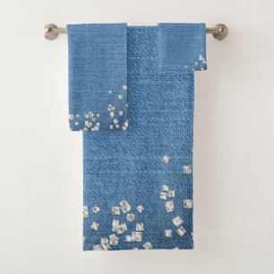 Denim & Diamonds Funkeln Bling Benutzerdefiniert Badhandtuch Set