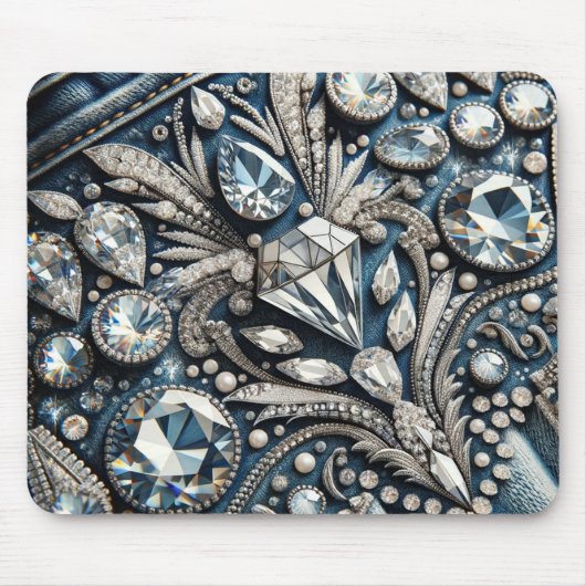 Denim & Diamonds Gemstone Jean Birthday Party Mousepad (Vorne)