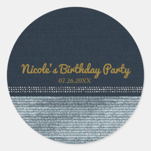 Denim & Diamonds Glam Bling Chic Elegant Geschenk Runder Aufkleber