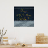 Denim & Diamonds Glam Bling Chic Party Banner Poster (Küche)