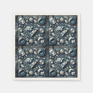 Denim & Diamonds Glam Bling Jewels Geburtstagspart Serviette