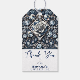 Denim & Diamonds Glam Bling Rose Geburtstagsparty Geschenkanhänger