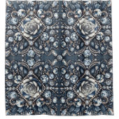 Denim & Diamonds Glam Bling Rose Jewels Duschvorhang (Vorderseite)