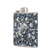 Denim & Diamonds Glam Bling Rose Jewels Flachmann (Links)