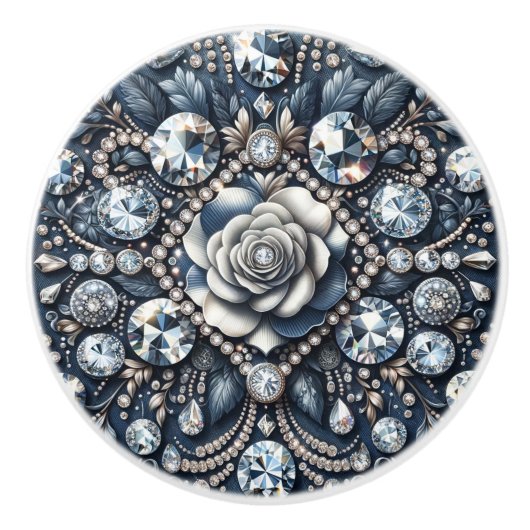 Denim & Diamonds Glam Bling Rose Jewels Keramikknauf (Vorderseite)