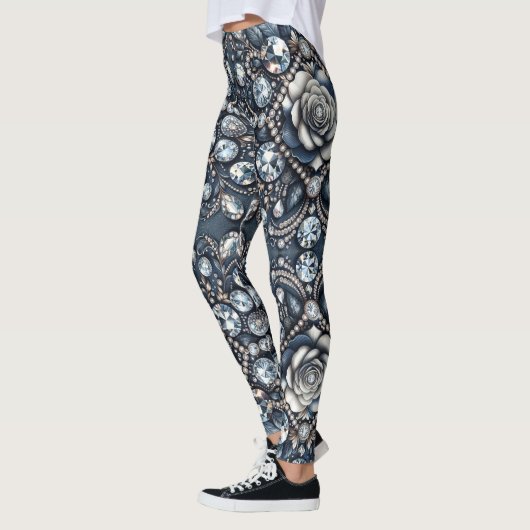 Denim & Diamonds Glam Bling Rose Jewels Leggings (Links)