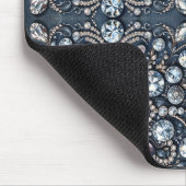 Denim & Diamonds Glam Bling Rose Jewels Mousepad (Ecke)