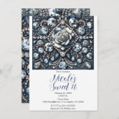 Denim & Diamonds Glam Bling Rose Sweet 16 Birthday Einladung (Vorne/Hinten)