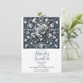 Denim & Diamonds Glam Bling Rose Sweet 16 Birthday Einladung (Stehend Vorderseite)