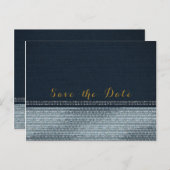 Denim & Diamonds Glam Bling Save the Date Party Ankündigungspostkarte (Vorne/Hinten)