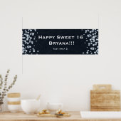 Denim & Diamonds Glam Custom Birthday Party Banner Poster (Küche)