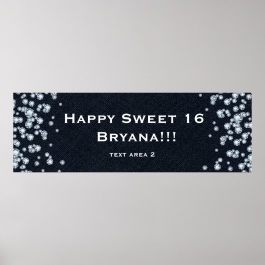 Denim & Diamonds Glam Custom Birthday Party Banner Poster (Vorne)