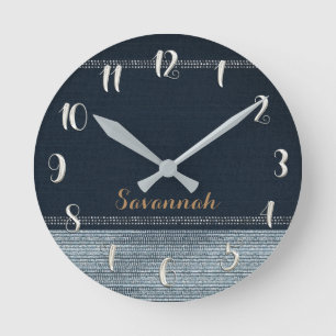 Denim & Diamonds Glam Pailletten Glitter personali Runde Wanduhr