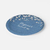 Denim & Diamonds Glam Scattered Bling Custom Party Pappteller (Schrägansicht)