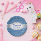 Denim & Diamonds Glam Scattered Bling Custom Party Pappteller (Party)