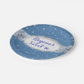 Denim & Diamonds Glam Scattered Bling Custom Party Pappteller (Schrägansicht)