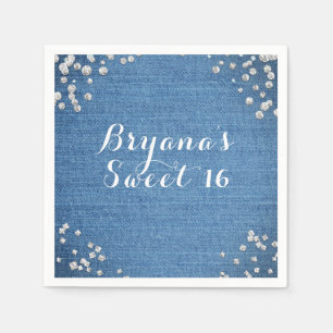 Denim & Diamonds Glam Scattered Bling Party Serviette