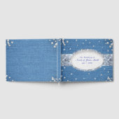 Denim & Diamonds Glam Scattered Bling Wedding Gästebuch (Voll)