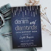 Denim Diamonds Glam Tropfen Classy Chic 30. Geburt Einladung