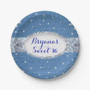 Denim & Diamonds Glam verstreuter Glitter Custom-P Pappteller