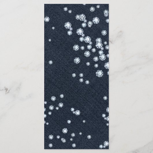 "Denim & Diamonds Glamour Chic Event Menu Card" Menükarte (Rückseite)