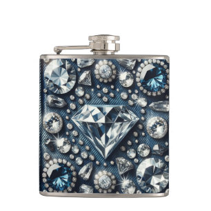 Denim & Diamonds Glamouröse Edelstein-Juwelen Flachmann