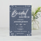 Denim Diamonds Glitzer Bling Elegantes Brautparty Einladung (Stehend Vorderseite)