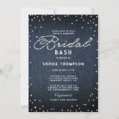 Denim Diamonds Glitzer Blue Elegant Bridal Bash Einladung (Vorderseite)