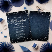 Denim Diamonds Glitzer Blue Elegant Bridal Brunch Einladung